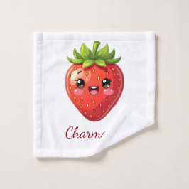 Monogram cute strawberry kawaii waschlappen