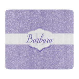 Monogram-Cutting-Board lila Glitzer Schneidebrett