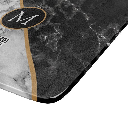 Monogram Cutting Board - Schwarz-weißer Marmor Schneidebrett (Ecke)
