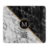Monogram Cutting Board - Schwarz-weißer Marmor Schneidebrett (Vorderseite)