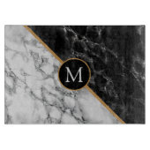 Monogram Cutting Board Schwarz-weißer Marmorstein Schneidebrett (Vorderseite)