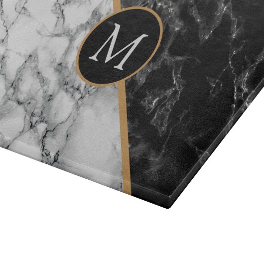 Monogram Cutting Board Schwarz-weißer Marmorstein Schneidebrett (Ecke)