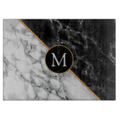 Monogram Cutting Board Schwarz-weißer Marmorstein Schneidebrett (Vorderseite)