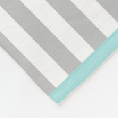 Monogram Cyan Gray & White Striping Fleece Blanket (Ecke)