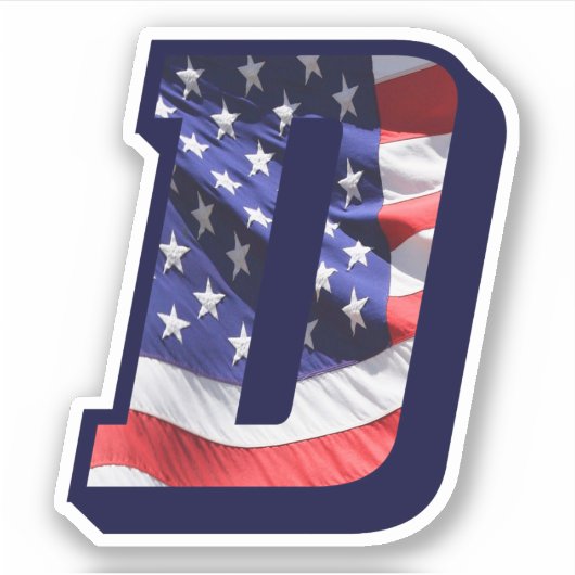 Monogram D American Flag Letter D Initial USA Aufkleber (Vorderseite)