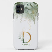 Monogram D Elegant Greenery Case-Mate iPhone Case (Rückseite)