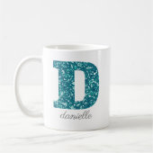 Monogram D, Funkelnd Aquamariner Glitzer Kaffeetasse (Links)