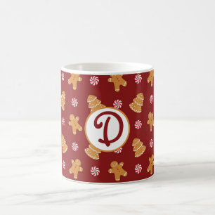 Monogram 'D' Gingerbrot Cookie Weihnachtsweihnacht Kaffeetasse