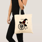 Monogram D Halloween Hexenspinnen Dein Name Tragetasche (Vorderseite (Produkt))