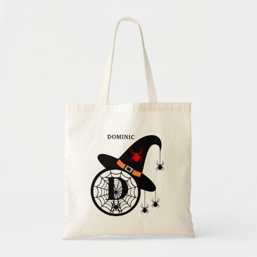 Monogram D Halloween Hexenspinnen Dein Name Tragetasche (Vorne)