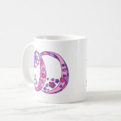 Monogram D herzen & Blume rosa Tasse (Vorderseite Links)