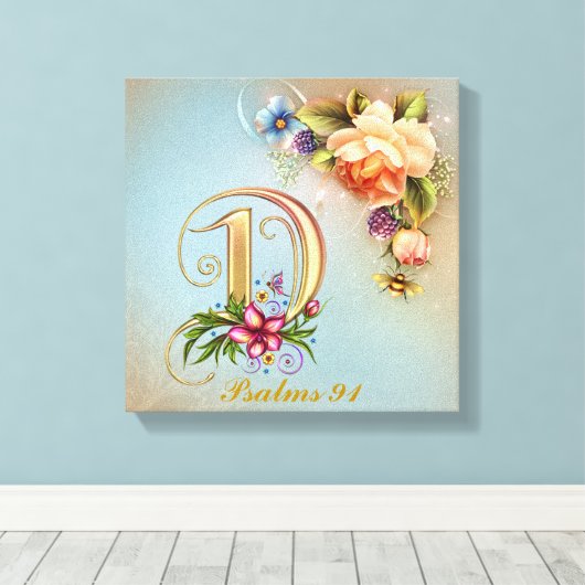 Monogram D Premium Wrapped Canvas (Gloss) Leinwanddruck (Insitu (Holzboden))