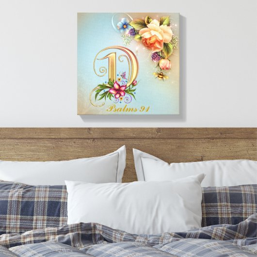 Monogram D Premium Wrapped Canvas (Gloss) Leinwanddruck (Insitu (Schlafzimmer))