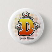 Monogram D Sock Monkey Button (Vorderseite)