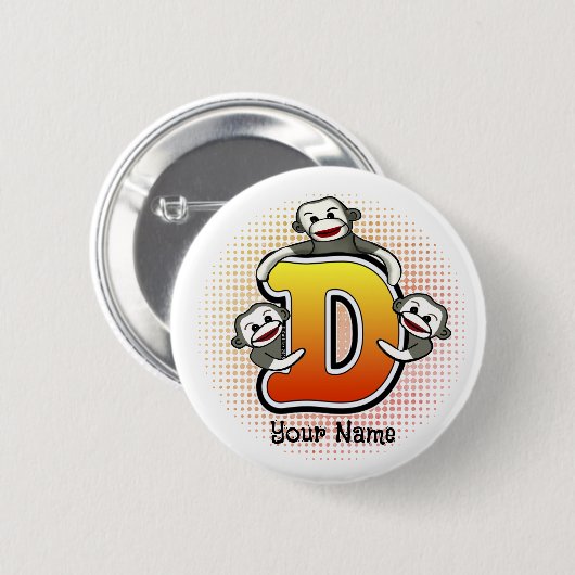 Monogram D Sock Monkey Button (Vorne & Hinten)