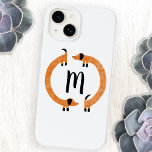 Monogram Dachshund Sausage Dog Case-Mate iPhone 14 Hülle<br><div class="desc">Cute and funny dachshund,  sausage dogs or wiener dogs in perpetual motion.  Original art by Nic Squirrell.

Customize by changing or removing the initial.</div>