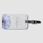 Monogram Dahlia Blume Lilac Gray Individuelle Name Gepäckanhänger (Vorderseite (Horizontal))