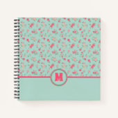 Monogram Dainty Pink Blume Aquamarin Notizblock (Vorderseite)