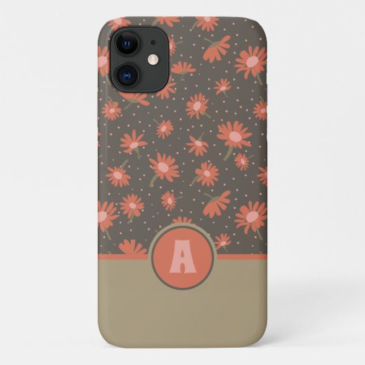 Monogram Daisies Coral Pink Floral Muster Case-Mate iPhone Hülle (Rückseite)