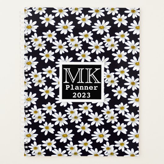 Monogram Daisy Floral Pattern Planer (Vorderseite)