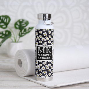 Monogram Daisy Floral Pattern Trinkflasche