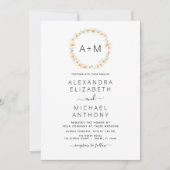 Monogram Daisy Sage Green Floral Wedding Einladung (Vorderseite)