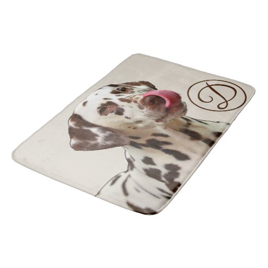 Monogram Dalmatiner Dog Tan Brown Elegant Badematte (Schrägansicht)