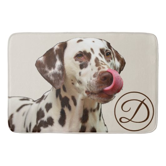 Monogram Dalmatiner Dog Tan Brown Elegant Badematte (Vorderseite)