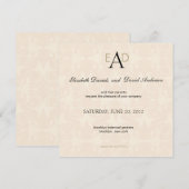 Monogram Damask - Einladung zur Hochzeit (Vorne/Hinten)