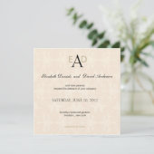 Monogram Damask - Einladung zur Hochzeit (Stehend Vorderseite)