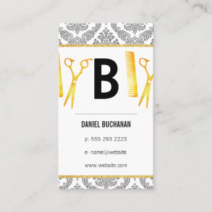 Monogram Damask Hairstylist Visitenkarte