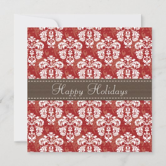 Monogram Damask Holly Berry Weihnachtsessen Einzug Einladung (Rückseite)