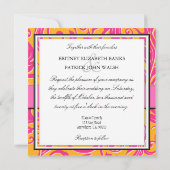 Monogram Damask Orange & Pink Hochzeitseinladungen Einladung (Rückseite)