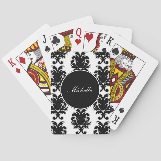 Monogram Damask Personalized Playing Cards Spielkarten (Rückseite)