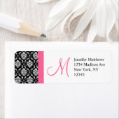 Monogram Damask Pink Address Labels (Insitu)