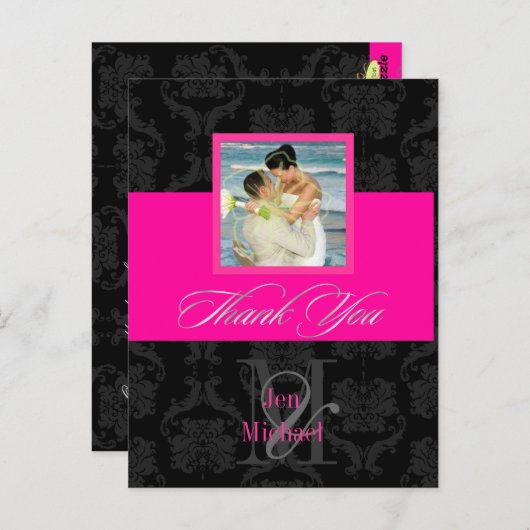 Monogram Damask, vielen Dank, Foto Postkarten, Postkarte (Vorne/Hinten)