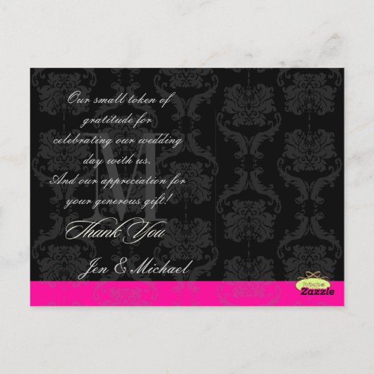 Monogram Damask, vielen Dank, Foto Postkarten, Postkarte (Rückseite)