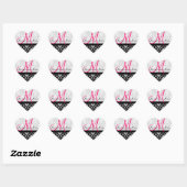 Monogram Damask Wedding Favor Stickers Pink (Blatt)