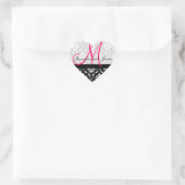 Monogram Damask Wedding Favor Stickers Pink (Tasche)