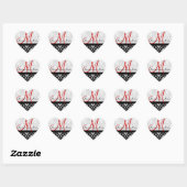Monogram Damask Wedding Favor Stickers Red (Blatt)