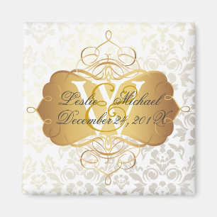 Monogram Damask Wedding, Magnete Magnet