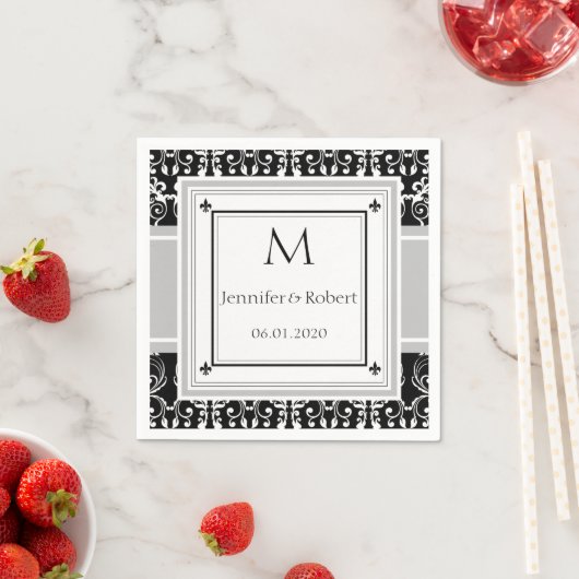 Monogram Damask Wedding Napkin Serviette (Beispiel)