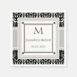Monogram Damask Wedding Napkin Serviette
