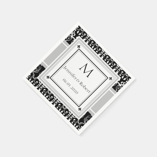 Monogram Damask Wedding Napkin Serviette (Ecke)