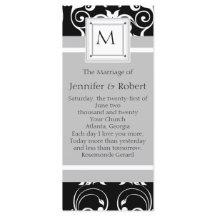 Monogram Damask Wedding Program