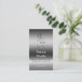 Monogram Dance Studio, Dancers Logo, Metallic-Look Visitenkarte (Stehend Vorderseite)
