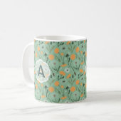 Monogram Dandelte Blume Orange Floral Kaffeetasse (Vorderseite Links)