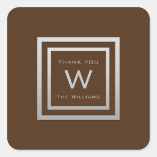 Monogram danke Graue Silver Frame VIP Wedding Brow Quadratischer Aufkleber