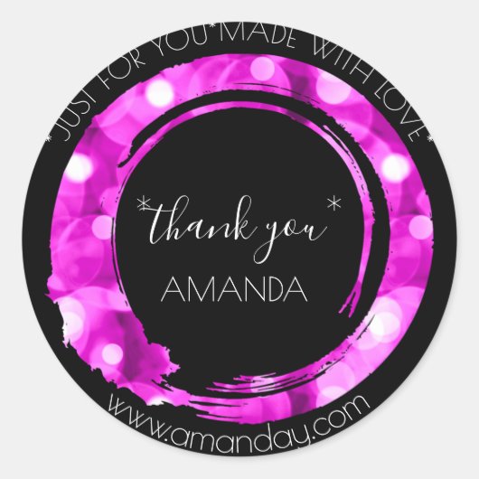 Monogram danke Web-Boutique Modernes Hot Pink Runder Aufkleber (Vorderseite)