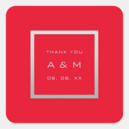 Monogram Dankeschön Graues Rahmen Silver Wedding G Quadratischer Aufkleber
